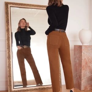 Elegant Tan High Rise Women's Jeans